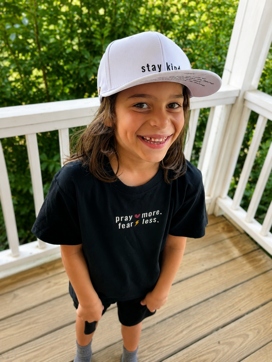 pray more. fear less. kids tee